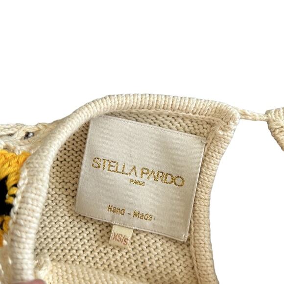 Stella Pardo Paris Lisa Sweater Hand Made Open Flower Crochet Size XS/Small $405 - Picture 12 of 15